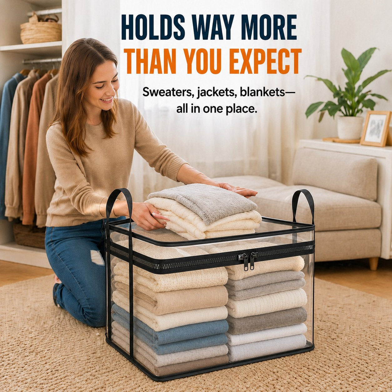 📦Large Heavy-Duty Thick Plastic Clear Storage Bag for Clothes, Moving & Storage